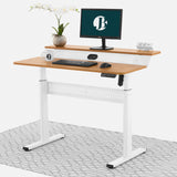 Electric Standing Desk (Bamboo, 120cm) | Two Tier, Sit-Stand Desk - Outlet 12