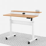 Electric Standing Desk (Bamboo, 120cm) | Two Tier, Sit-Stand Desk - Outlet 12