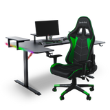 Pro Gaming Desk 160 | LEDs, Headphone & Drink Mounts (Carbon Fibre Black, 180cm) Gaming Desk - Jacob Bek Gaming