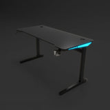 Gaming-Schreibtisch | LEDs, Kopfhörer- & Getränkehalter (Kohlefaser Schwarz, 120cm)