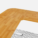 Bureau d'angle électrique debout (bambou, 130 cm) | Bureau assis-debout