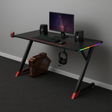 Essentials 140 Gaming Desk | LEDs, Headphone & Drink Mounts (Carbon Fibre Black, 120cm) Gaming Desk - Jacob Bek Gaming