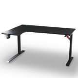 Gaming Desk Corner | LEDs, Headphone & Drink Mounts (Carbon Fibre Black, 140cm)