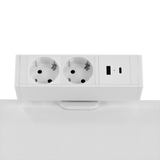 4-in-1 Steckdosenleiste mit USB-C, Schreibtischklemme (Weiß)